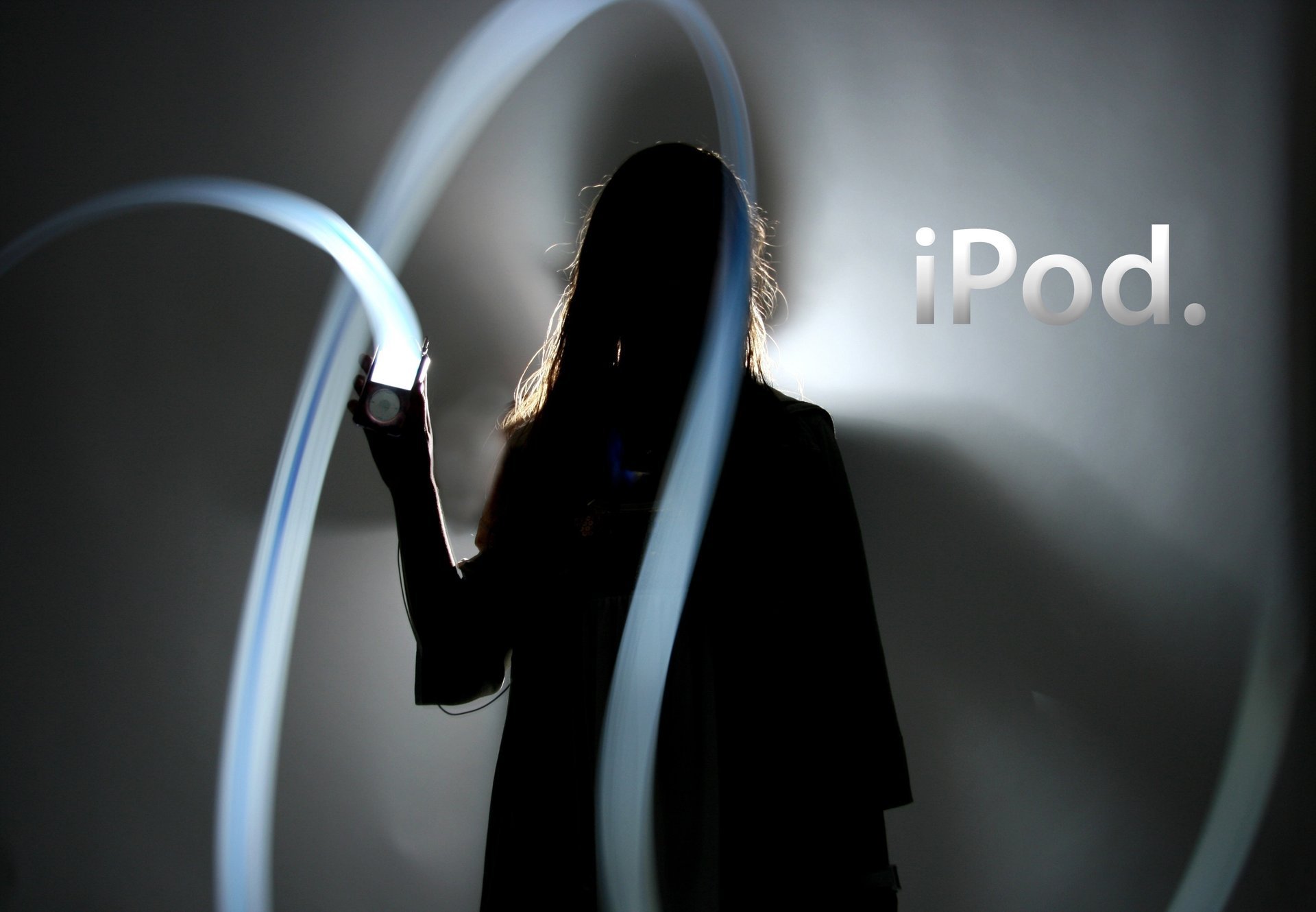 ipod apple linie światło dziewczyna abstrakcja odtwarzacz logo wygaszacz ekranu kreatywny cień