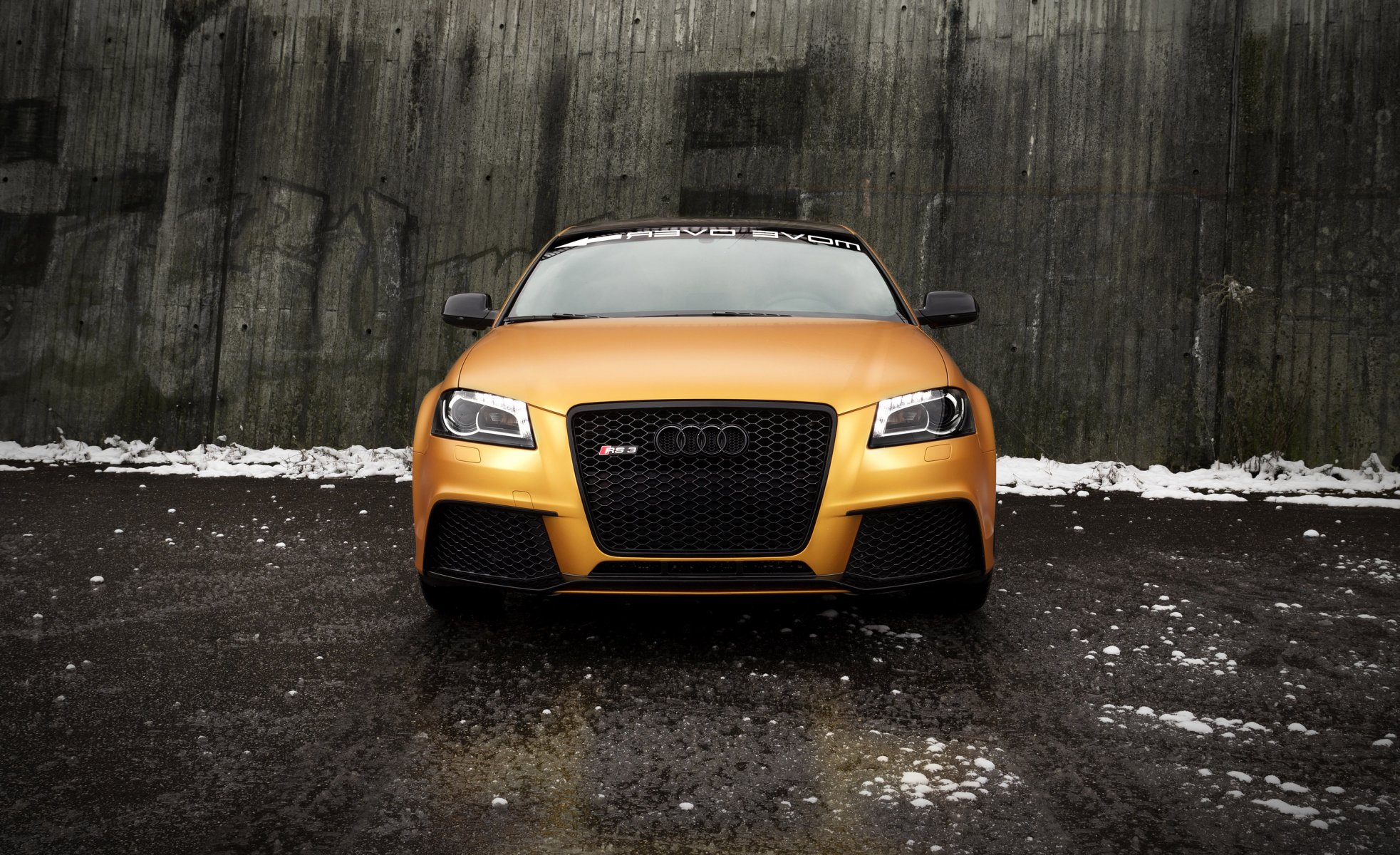 chwabenfolie audi rs3 spirtback gold orange front front audi gold