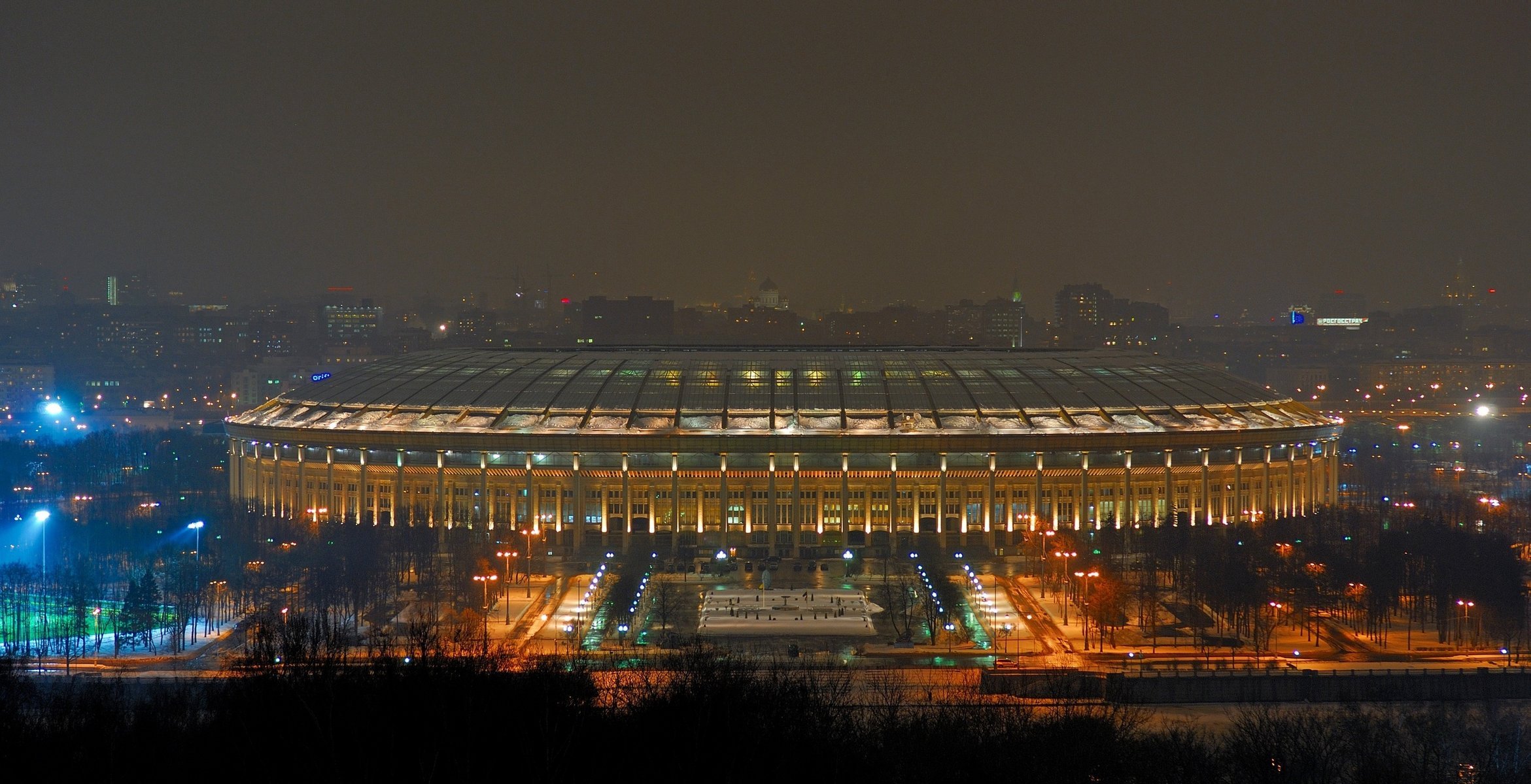 ville grande moscou sport arène olympique fond new york sport soirée stade lumières de la ville nuit