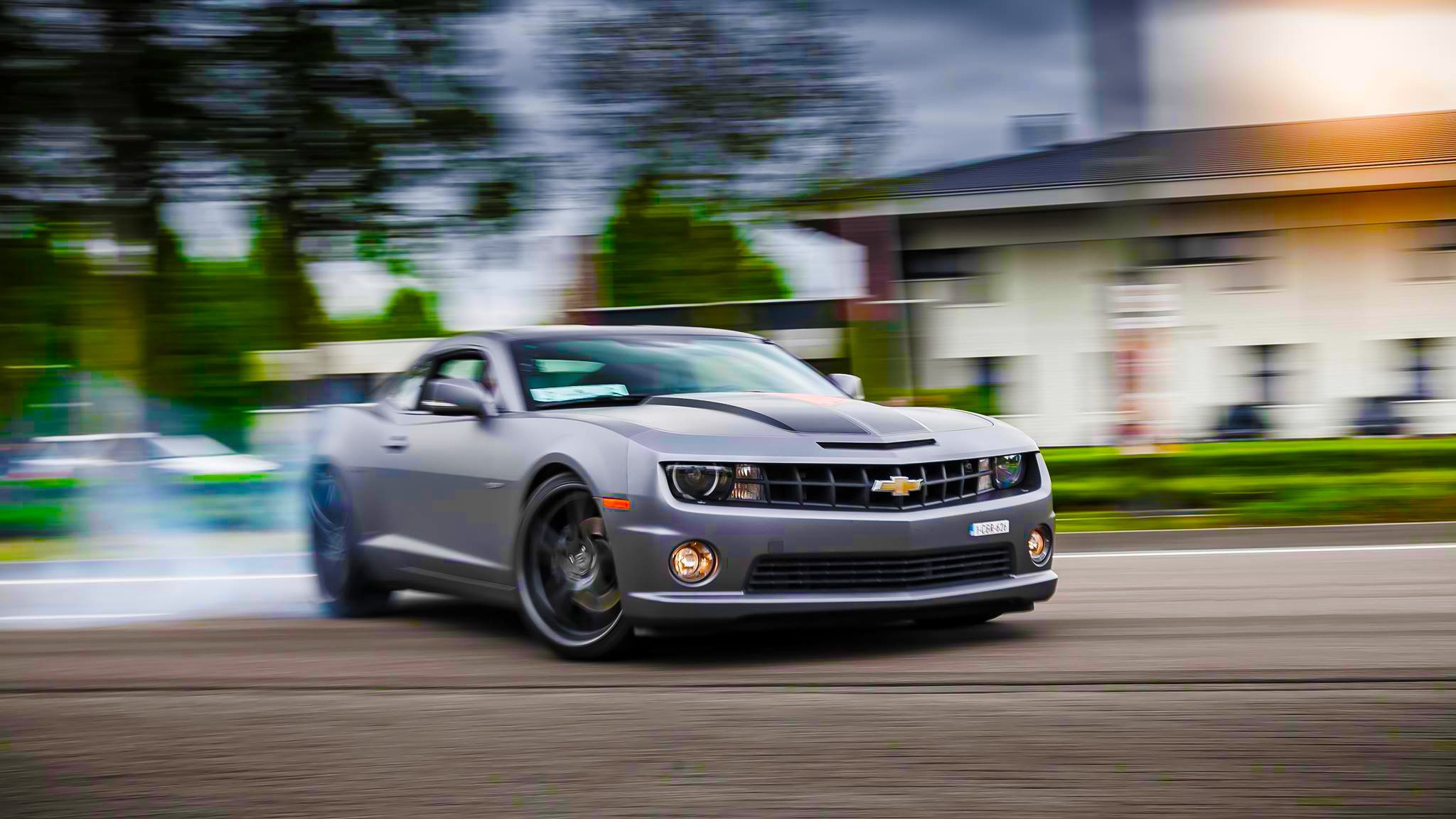 chevrolet camaro ss muscle voiture dérive chariots élévateurs soleil