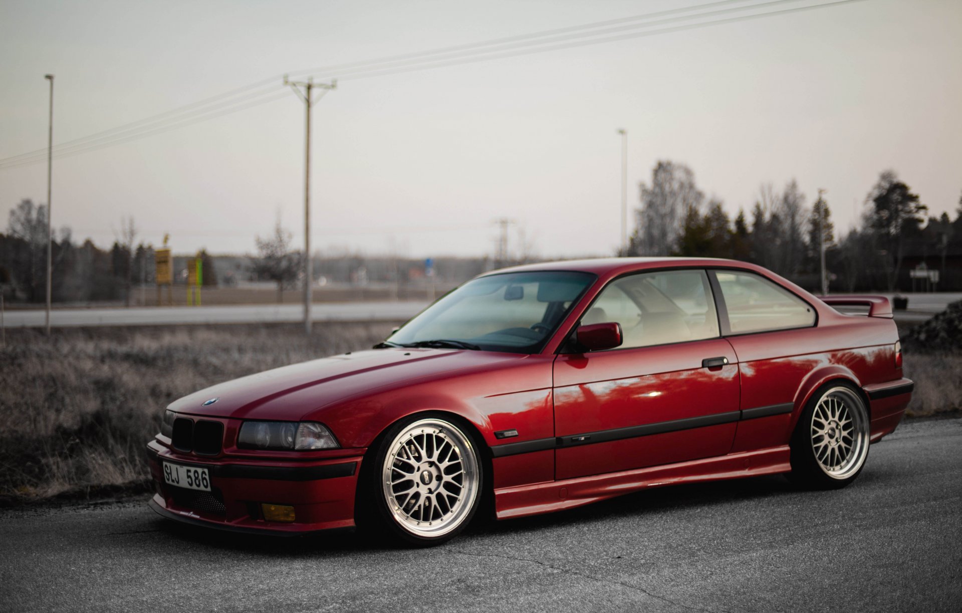 bmw e36 serie 3 oldschool m3 carretera rojo rojo bmw posición