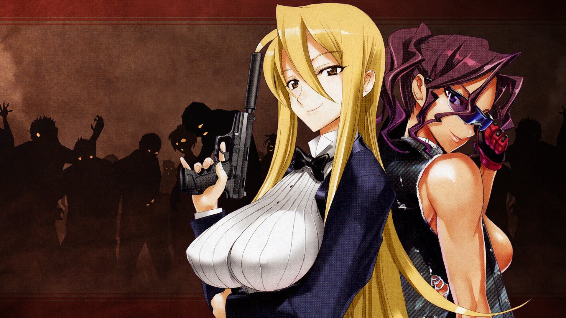 highschool of the dead duel-a gakuen mokushiroku highschool of the dead school of the dead hisashi igo drawings girls girls-a face-a eyes-a chest-a erotica-a shooter-a