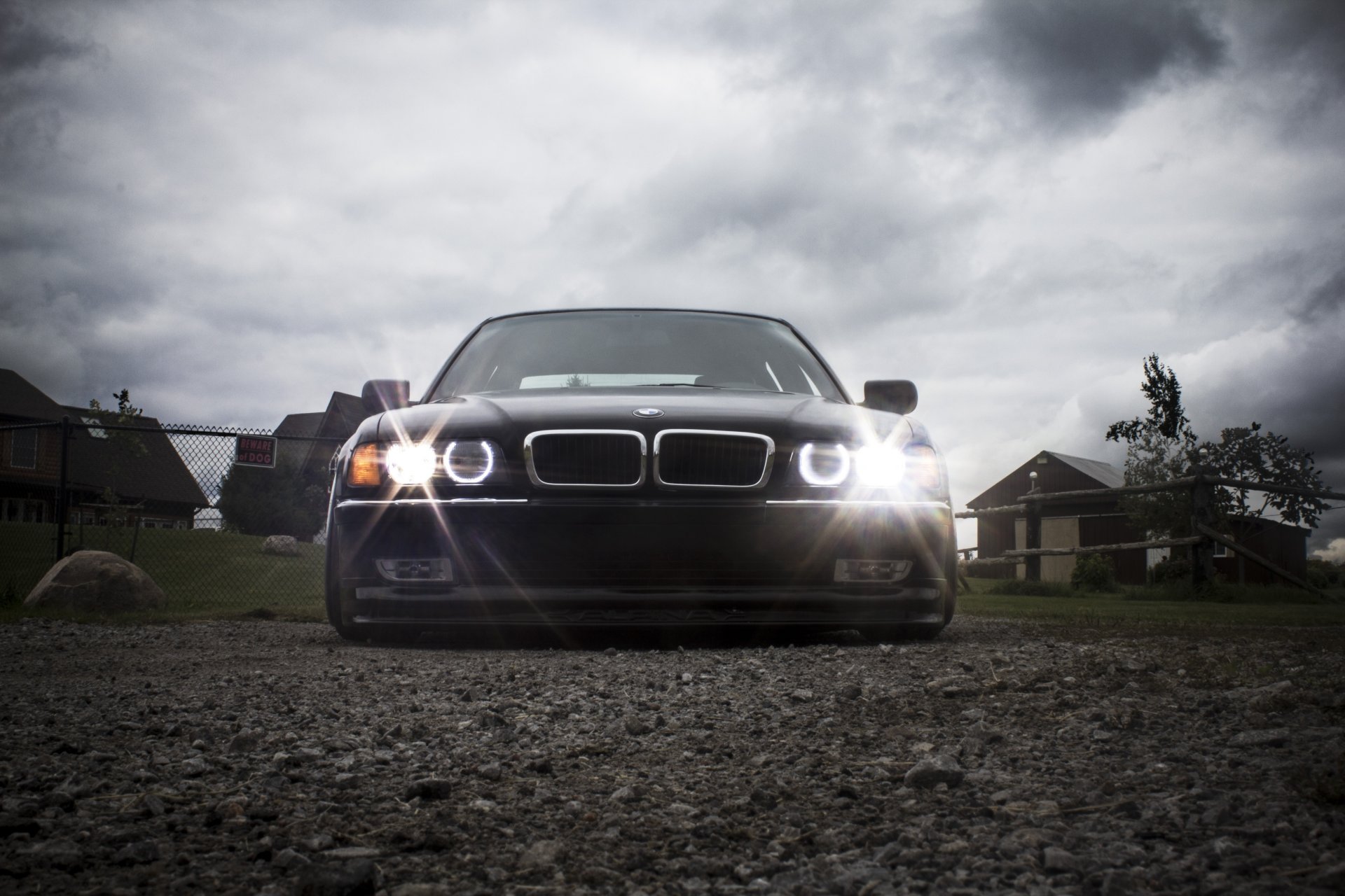 bmw e38 stance tuning front light boomer sky cloud