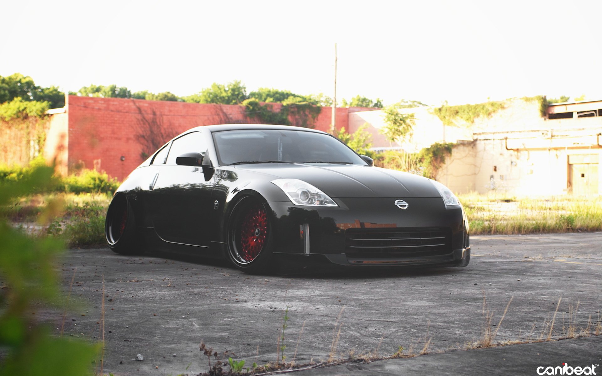 nissan 350z car black tuning stance