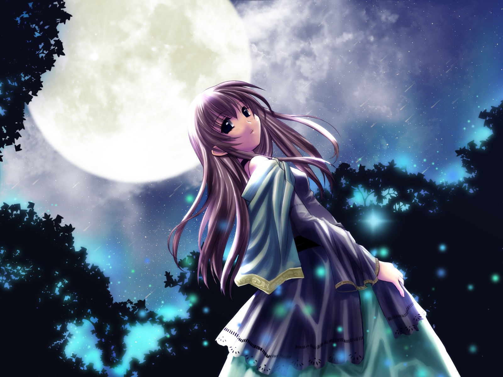 ragazza luna luce