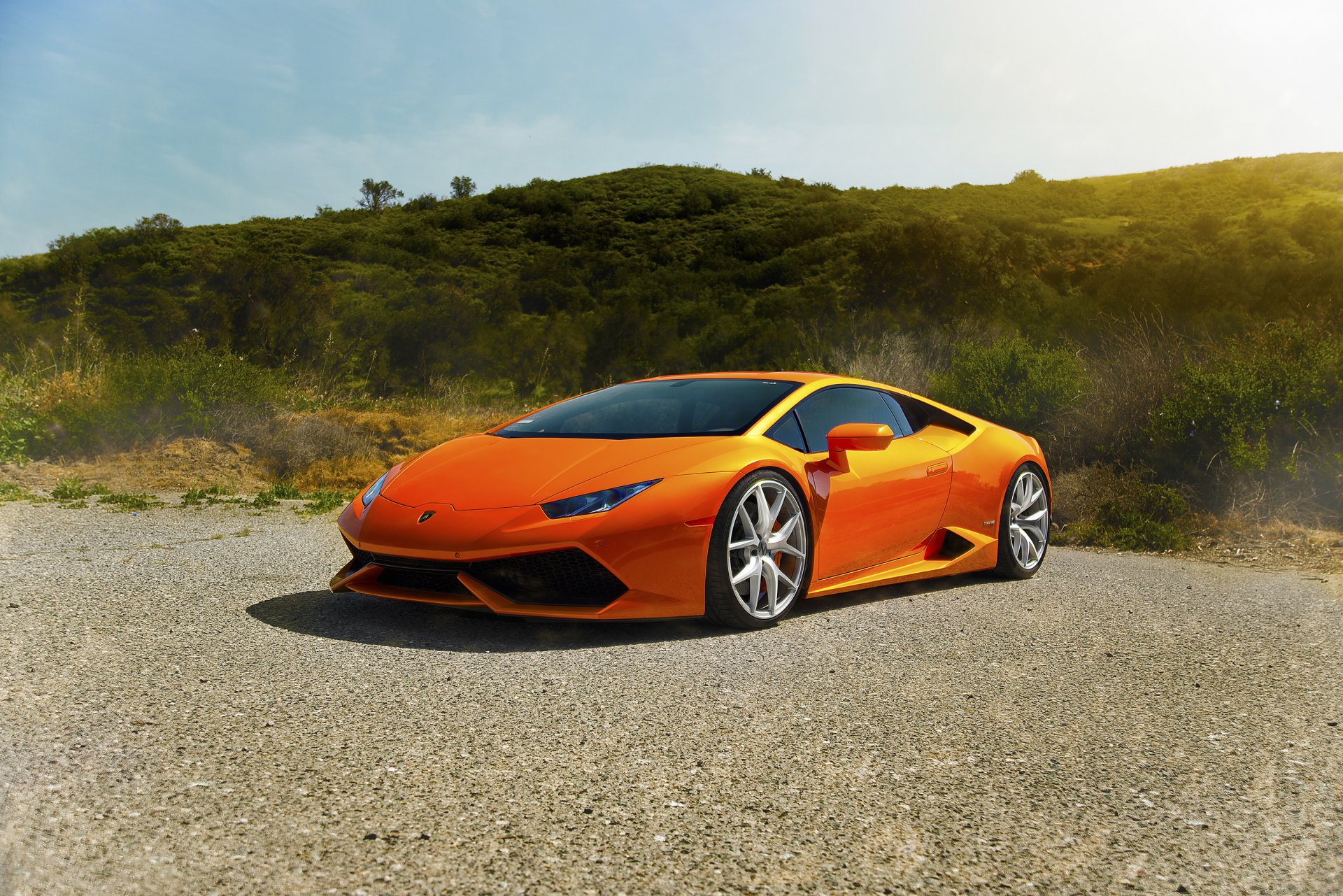 lamborghini hurricane lp640-4 diamant edition orange exotisch supersportwagen sonne front