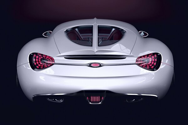 The back of a white bugatti car