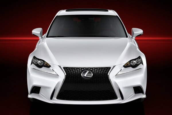 Blanc Lexus is 250 sur fond rouge