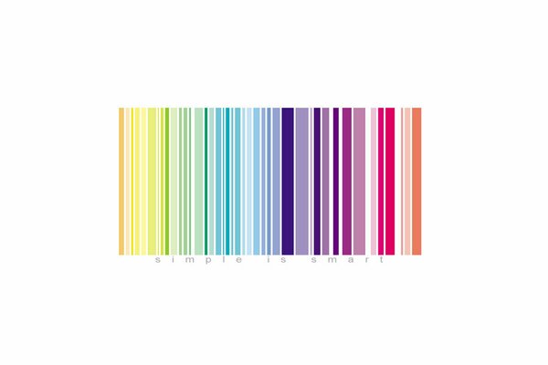 The barcode is rainbow on a white background