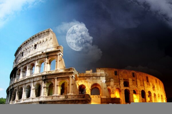 Ruines du Colisée jour et nuit