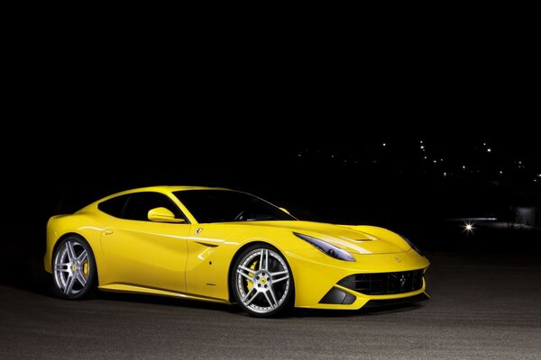 Stylish yellow Ferrari car