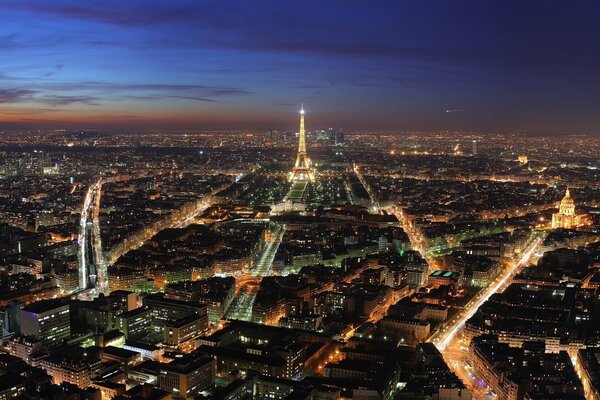 Nacht Paris Draufsicht