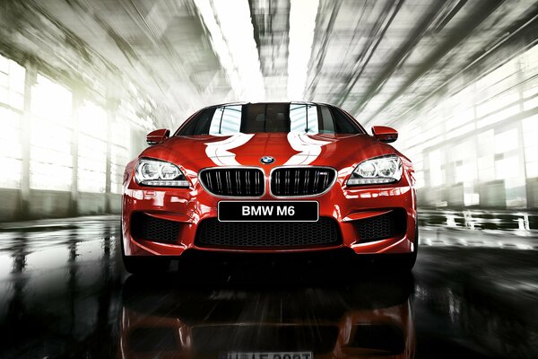 Shiny red bmw car, m6 coupe
