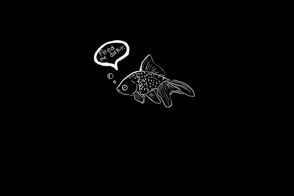 Malowana ryba w kolorze białym na czarnym tle