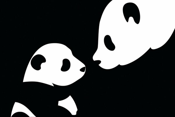 Figura in bianco e nero del bambino del panda e del mantello