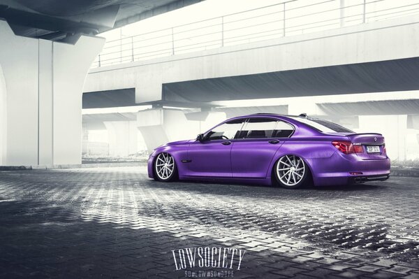 Purple bright car with a low landing