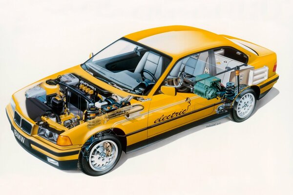 The layout of the mechanisms of the bmw m3 car