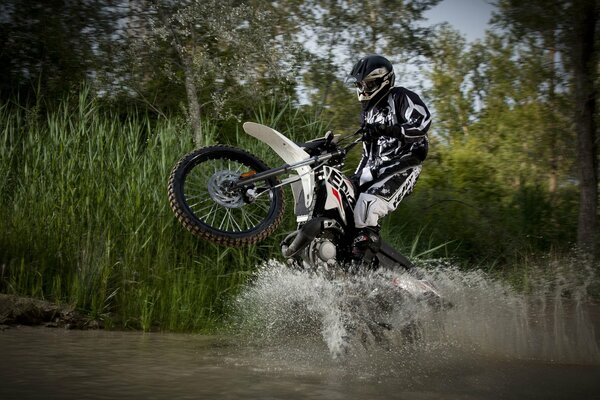 Motorcycle on the water for motocross