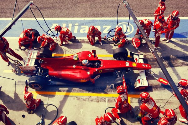 Ferrari pit stop in Formula One