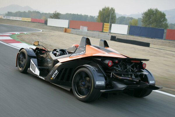 Racing car in operation on the track