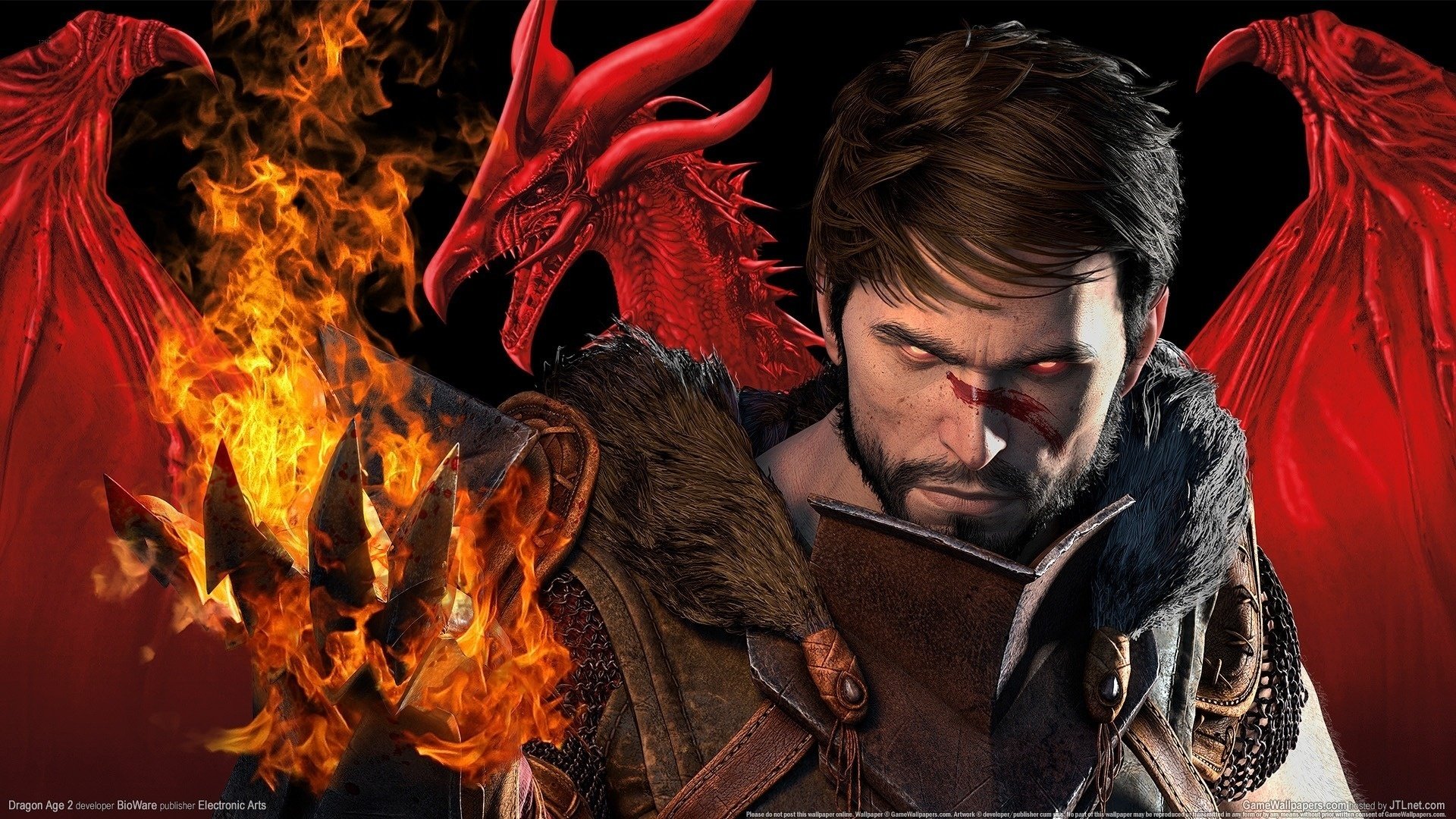 bioware dragon age 2 flamme dragon age 2 guerrier feu bataille dessins anime hommes-a dragon-a