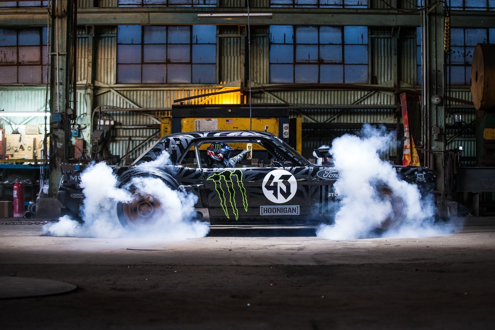 ford mustang rtr 1965 hoonicorn side smoke 845 hp gymkhana seven front ken block