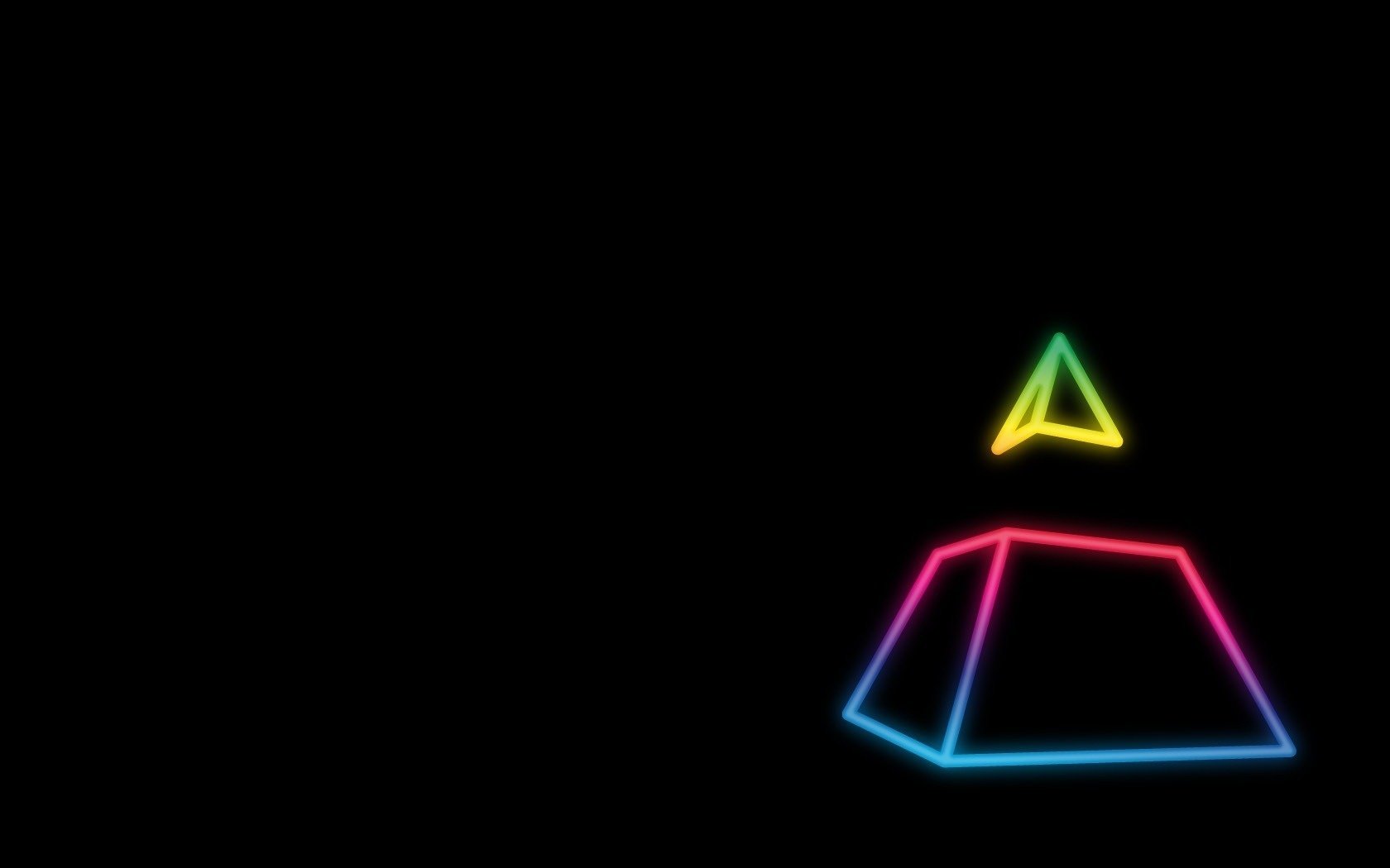 art music minimalism daft punk logo style pyramid easy contrast neon figure the idea the dark background black background range rainbow palette