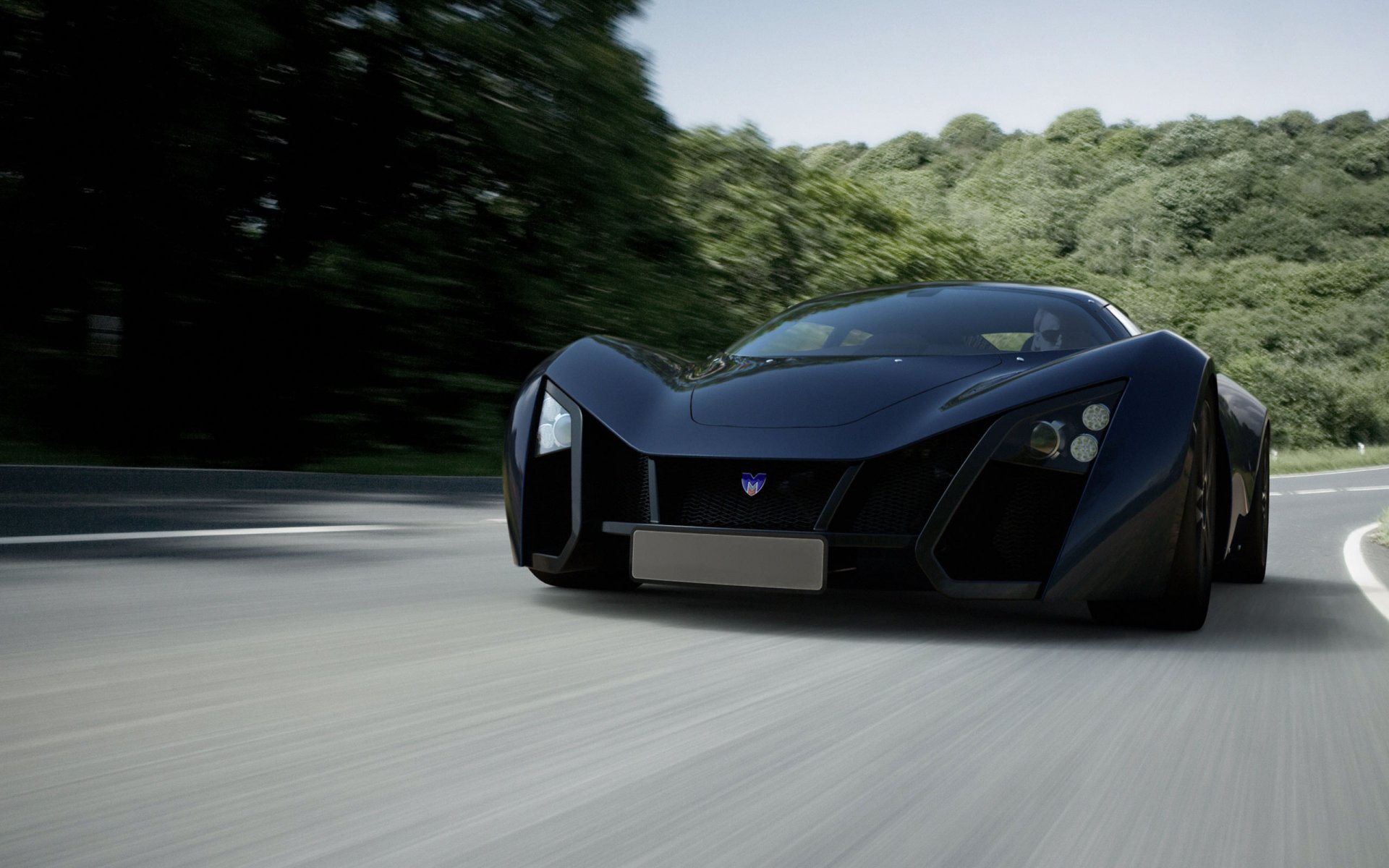 auto marussia b2 sports coupe straße auto geschwindigkeit berge himmel hintergrund landschaft russland marussia spur asphalt fahren wald holz grün sportautos transport kraftfahrzeuge