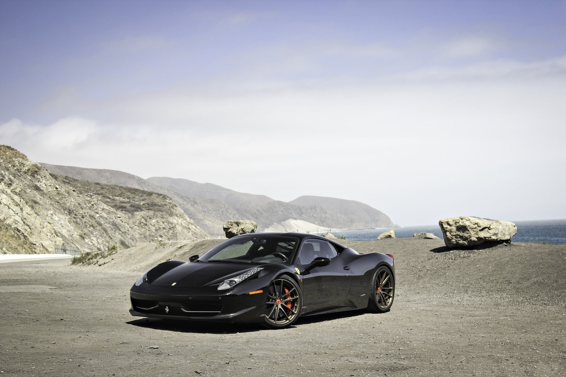 ferrari 458 italia black ferrari italy sky mountain