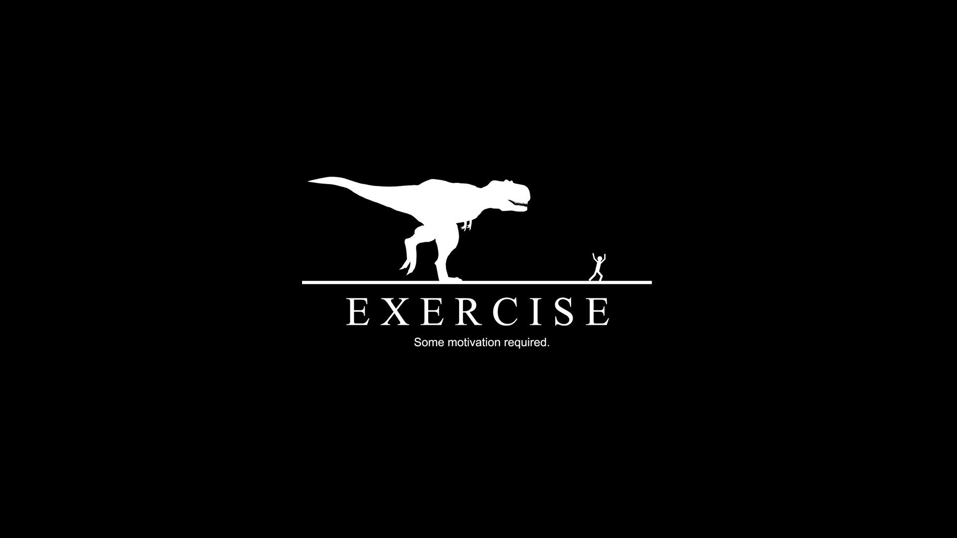 ejercicio dinosaurio minimalismo arte motivación emblemas simplicidad contraste blanco estilo letras fondo oscuro fondo negro