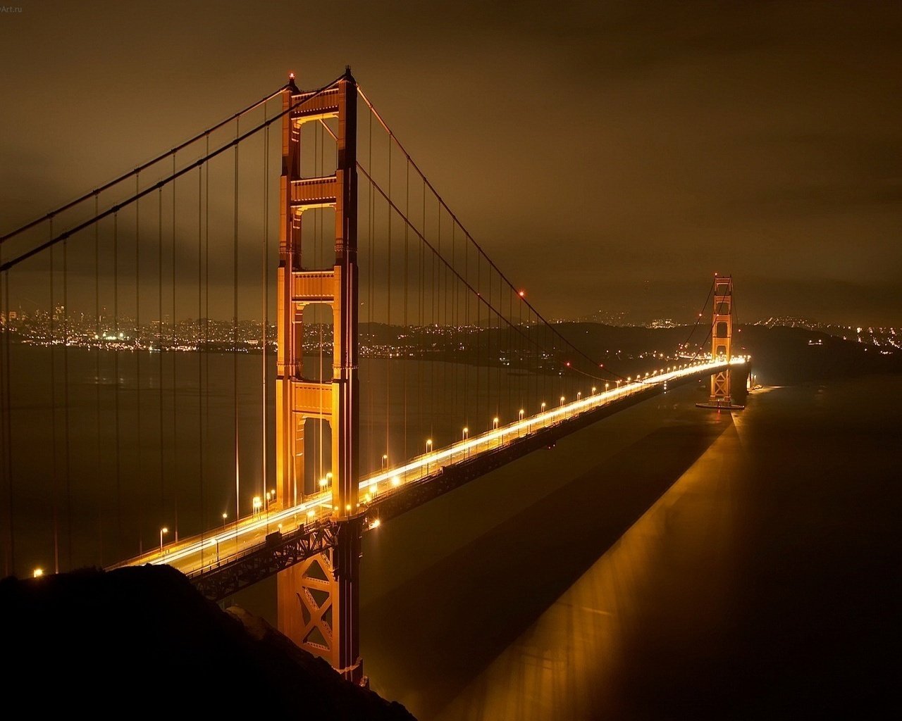 san francisco brücke fluss wasser lichter licht küste new york city hintergrund nacht nachthimmel lichter der städte