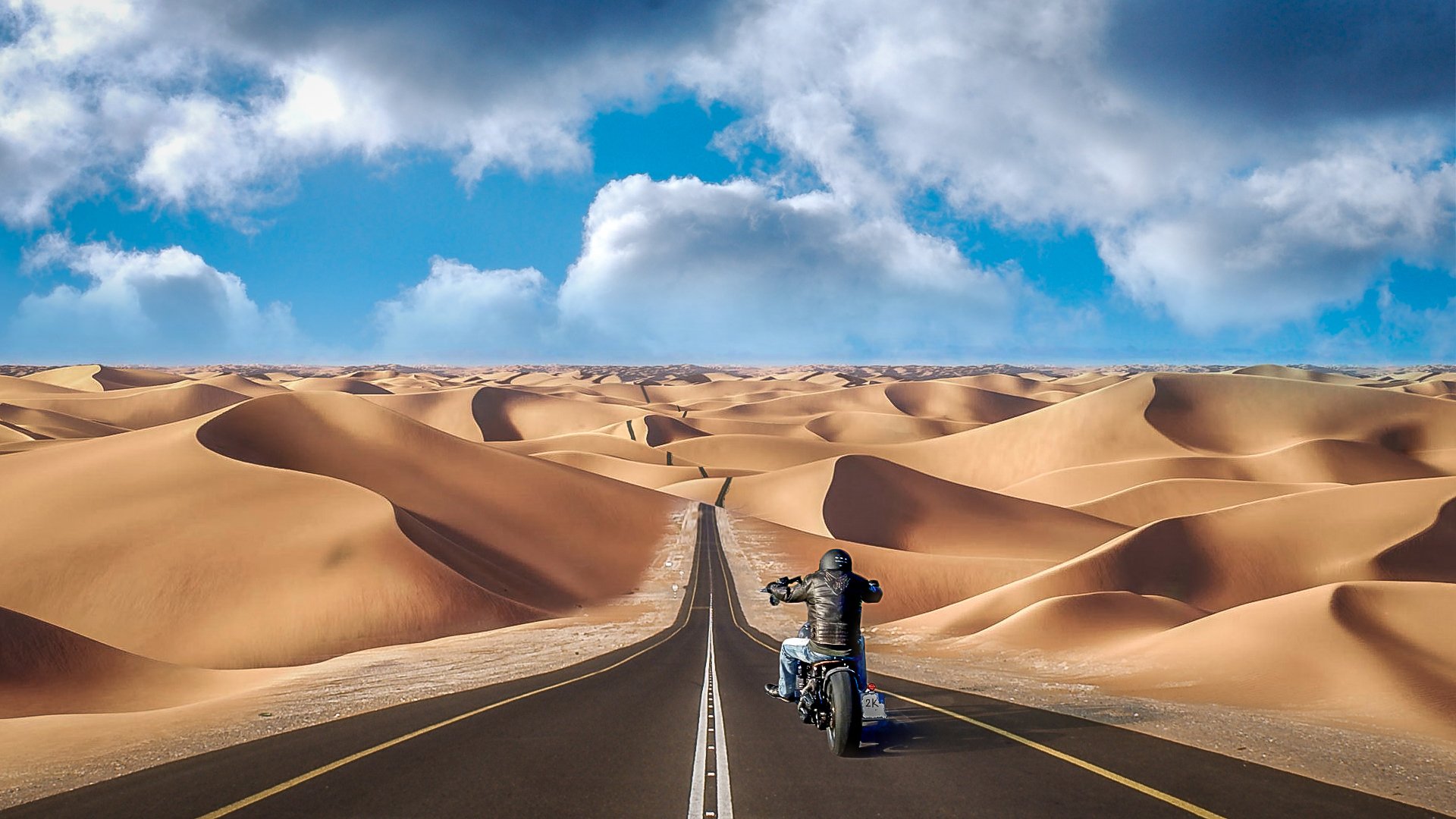 fotógrafo andrés nieto porras foto moto motociclista carretera camino desierto barchanes colinas arena collage photoshop