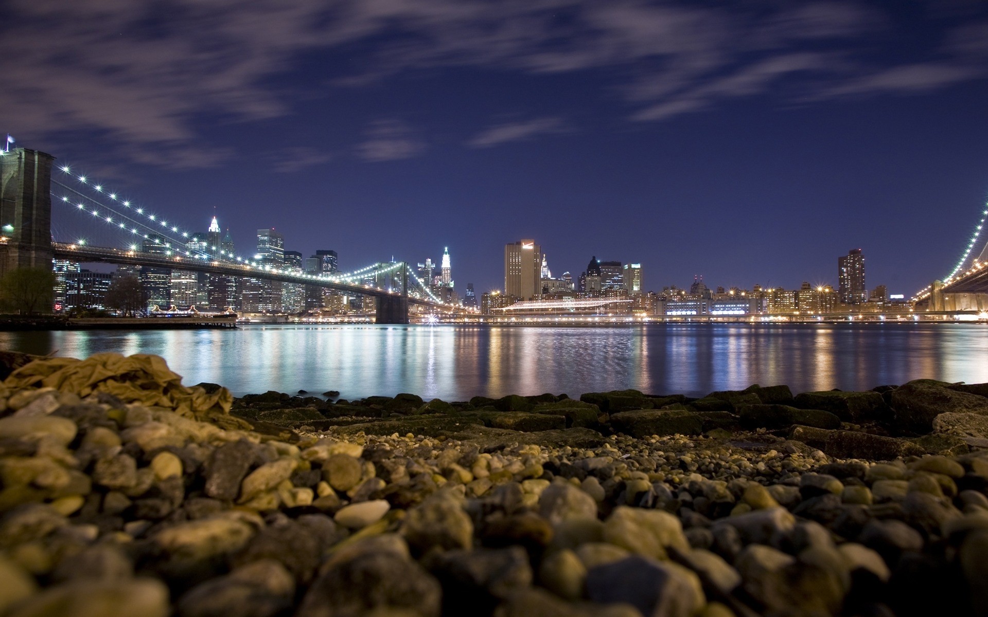 night beach bridge