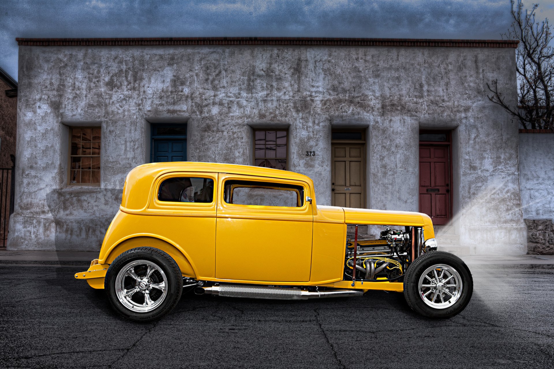 hot rod auto d epoca giallo classico vintage strada