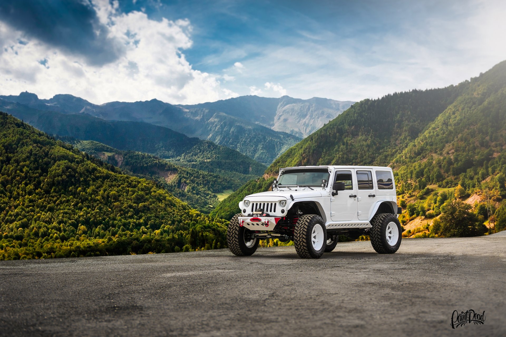 джип wrangler автомобиль внедорожник горы пейзаж тюнинг автообои