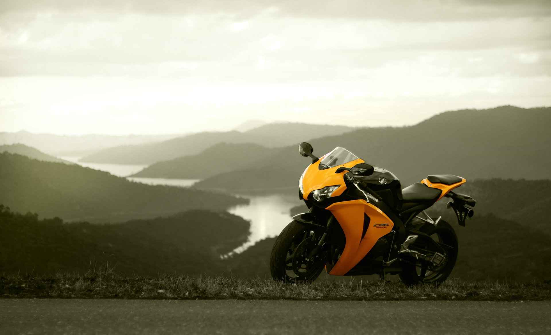 honda cbr1000rr yellow honda motorcycle sky