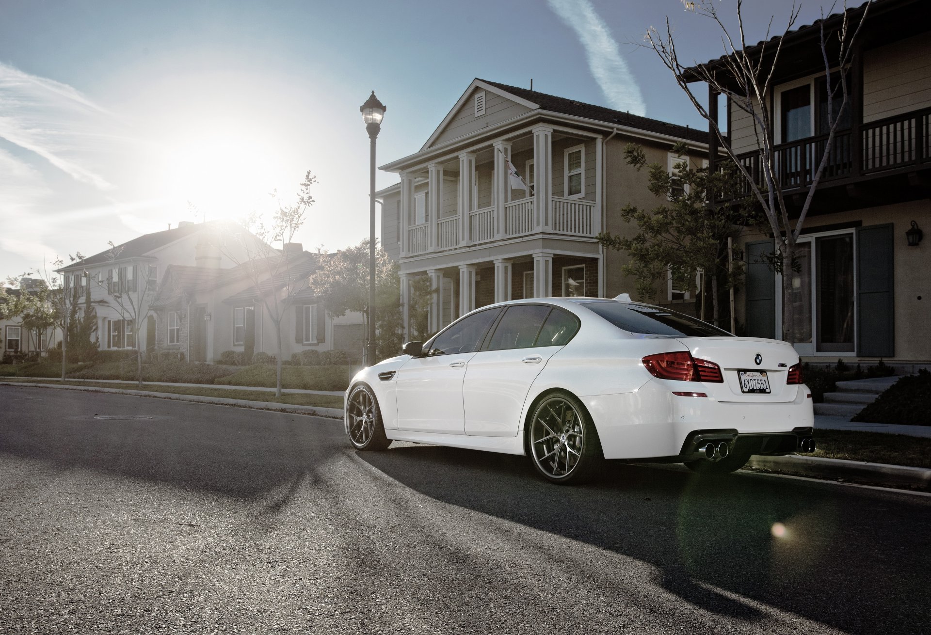 bmw m5 f10 white bmw shadow glare sun sky