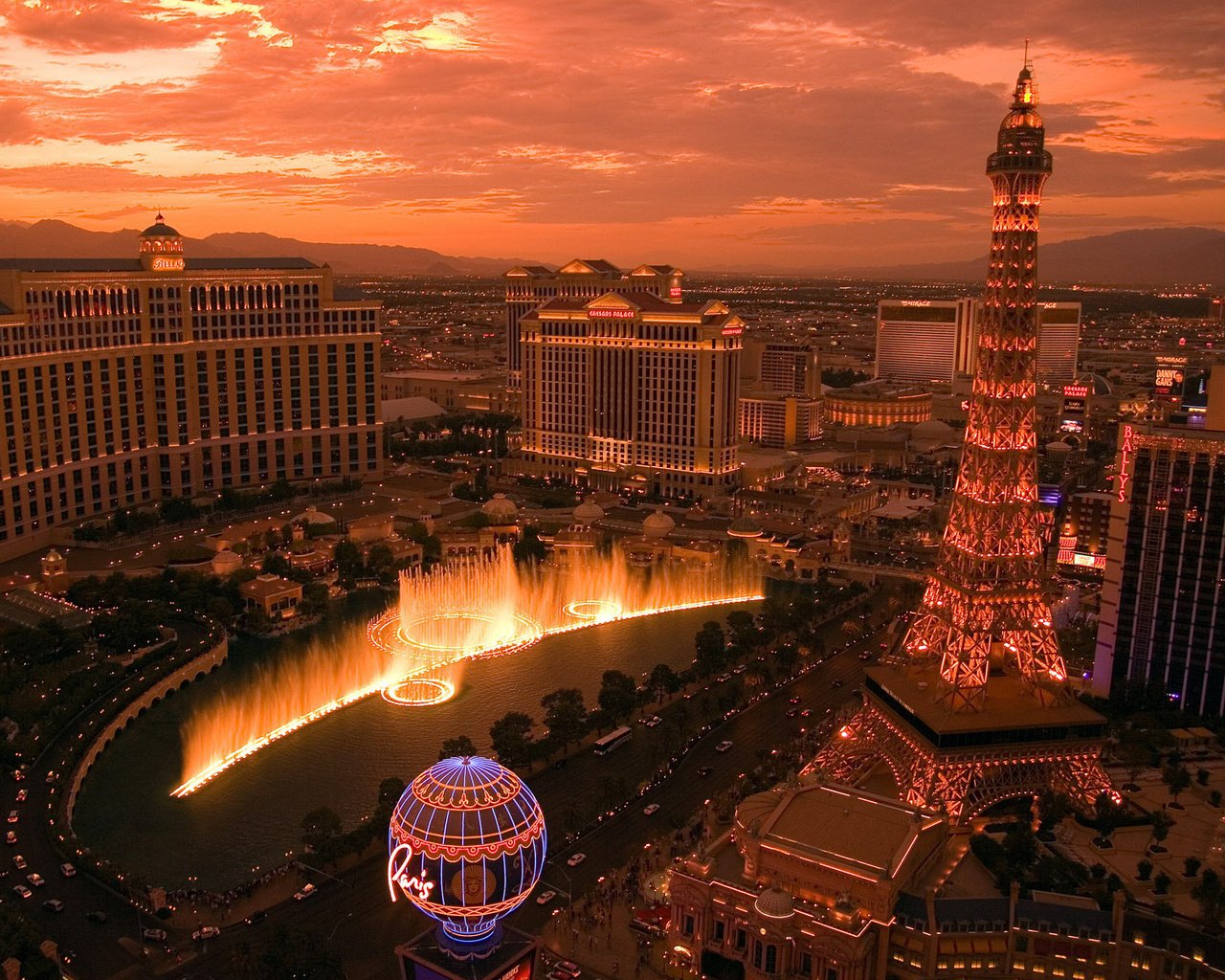 las vegas ríos ciudad luces agua fuente torre rascacielos hoteles lujo cielo puesta de sol fondo río nueva york tarde las vegas arquitectura cielo nocturno noche luces de la ciudad torres