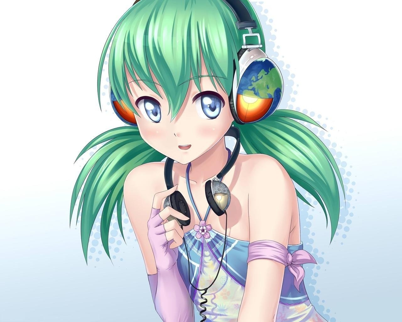 anime música chica planeta auriculares estado de ánimo chicas ojos dibujos chicas-a cara-a ojos-a retrato - a música-a