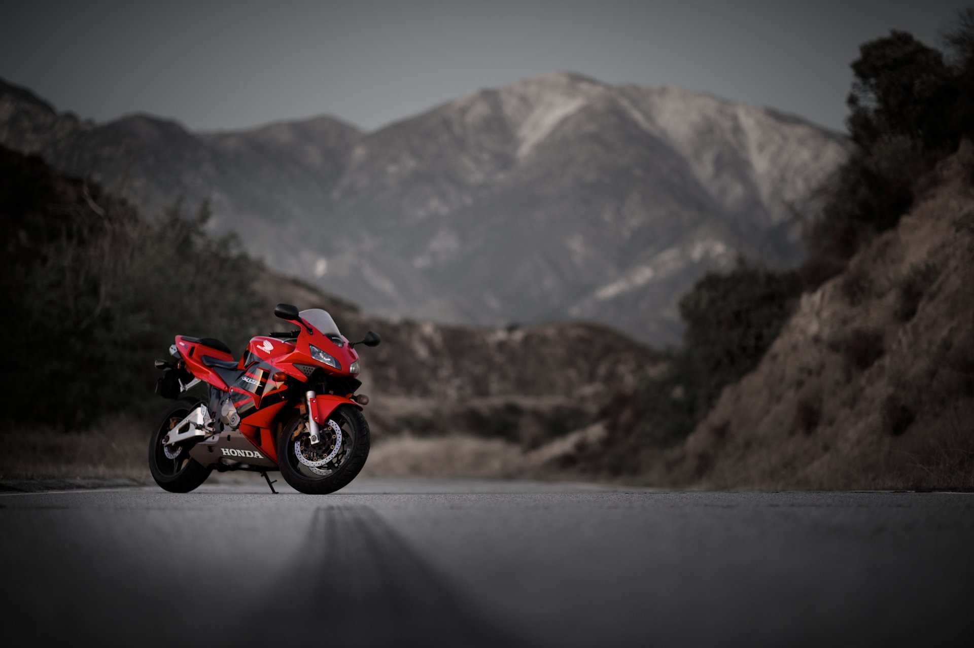 honda red honda motorcycle red road mountain