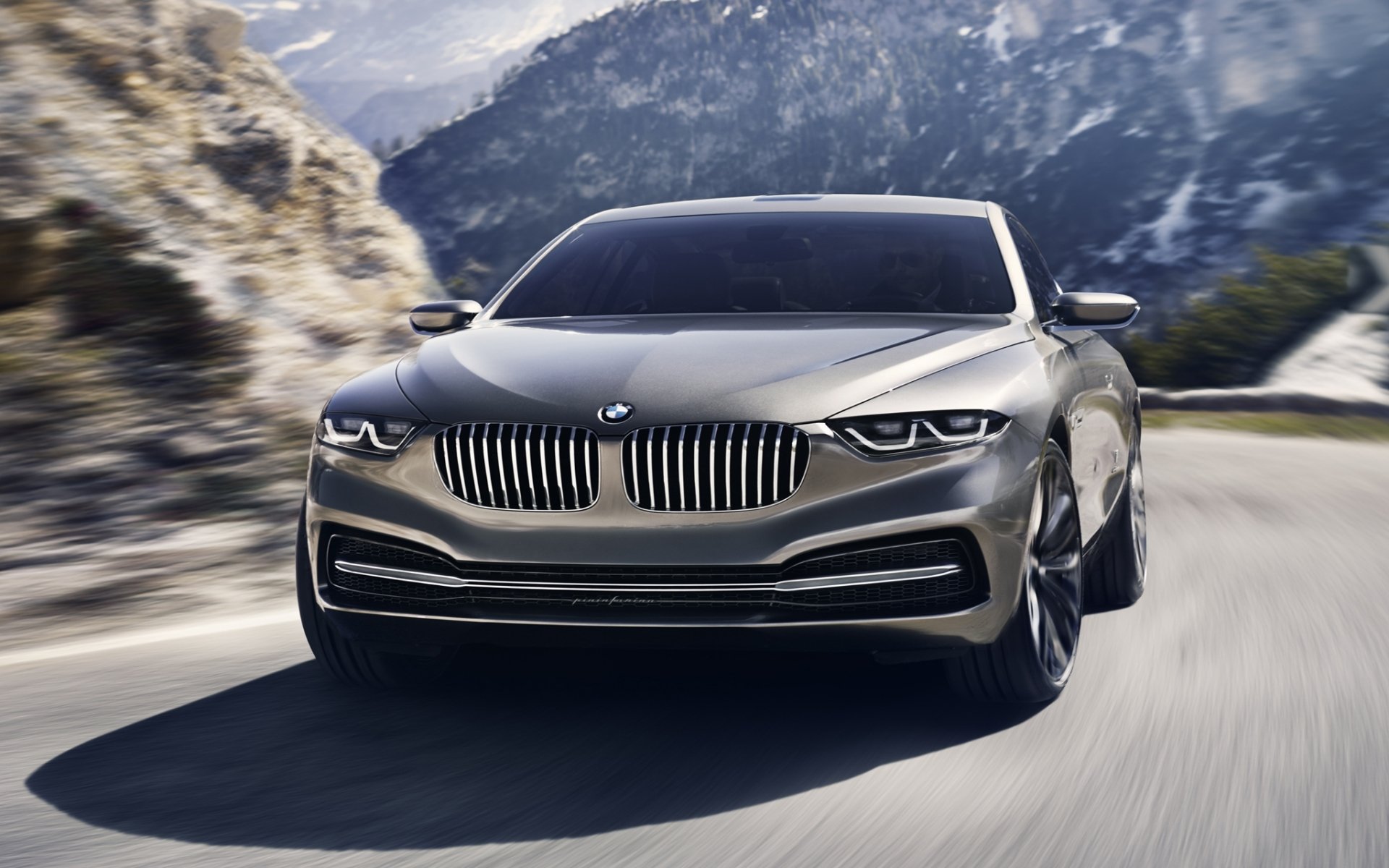 bmw gran lusso coupé bmw gran lasso concepto frente carretera fondo