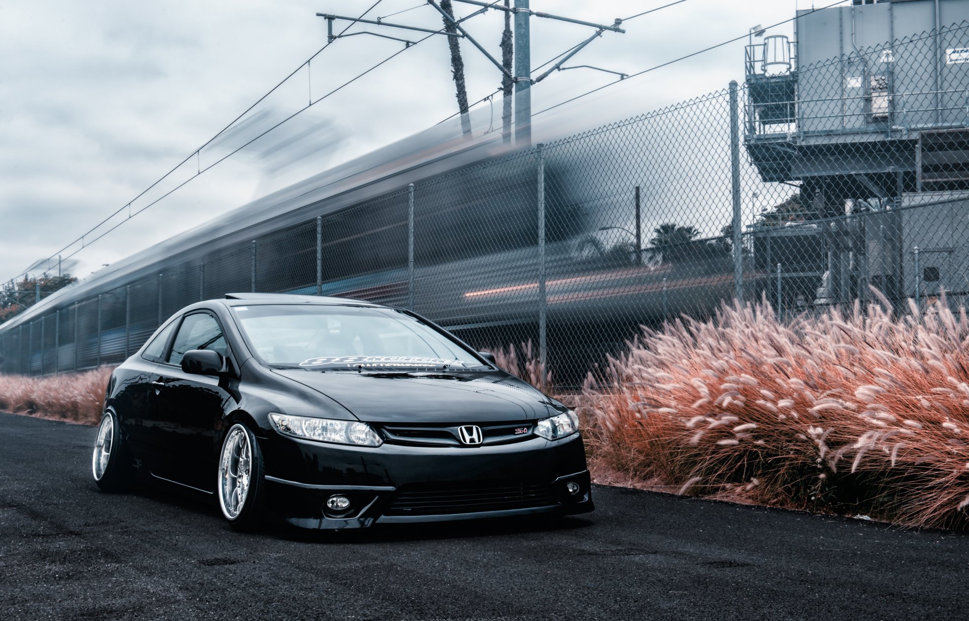 honda civic si black frontside stance