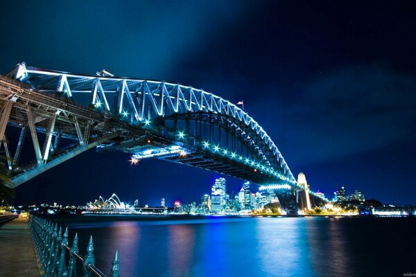 Sydney night lights over the river