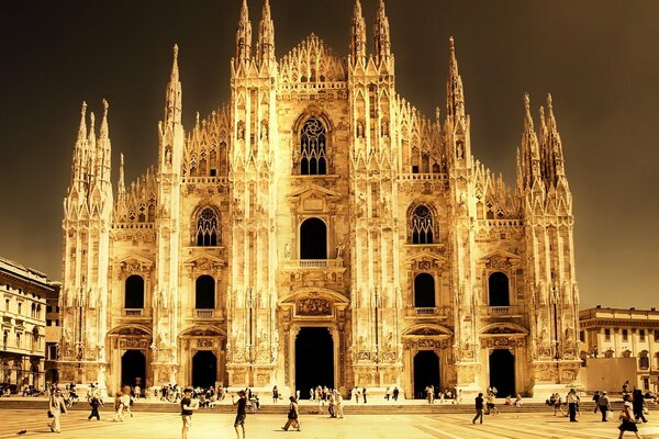 Gothic medieval church in Milan