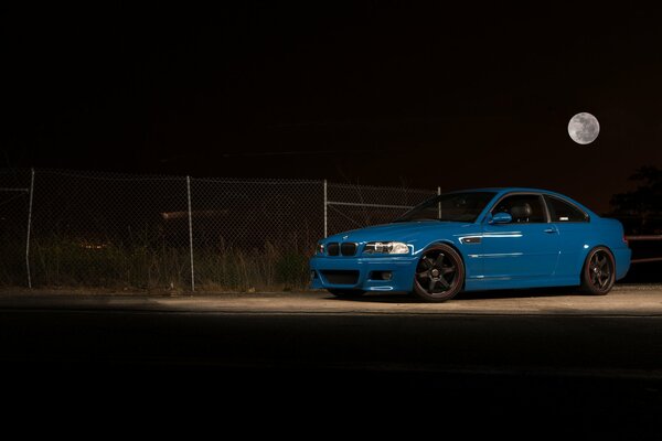 Tuned blue bmw m3 night moon