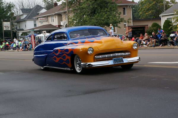 Drag racing hot rod car