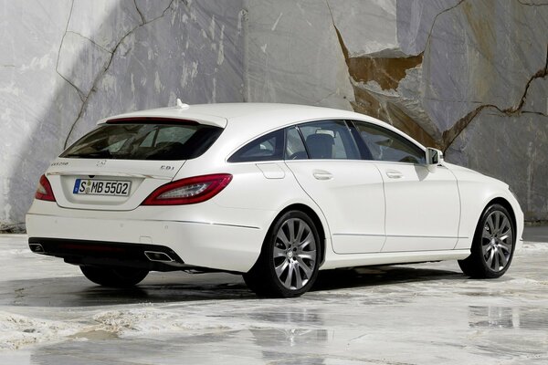 Station wagon in a marble quarry, a reflection of beauty