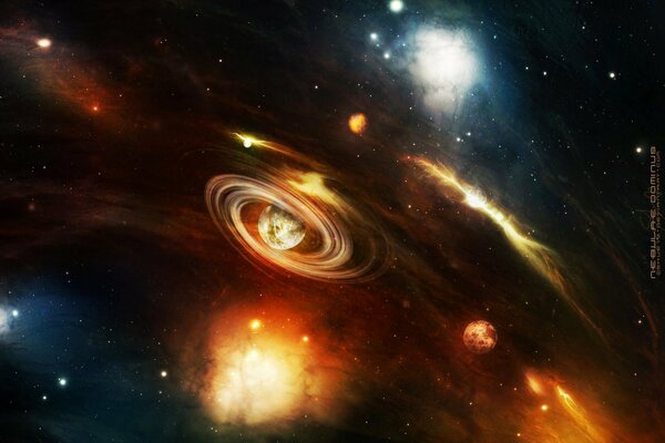 Spirale intorno al pianeta nell universo