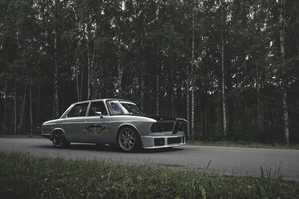Tuned BMW among the birches