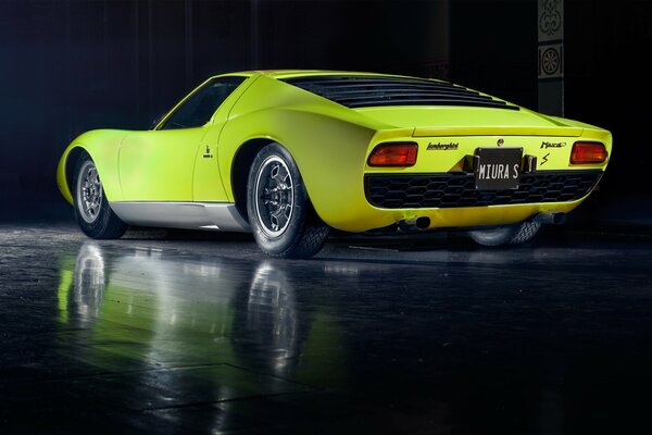 Classic lamborghini of light green color